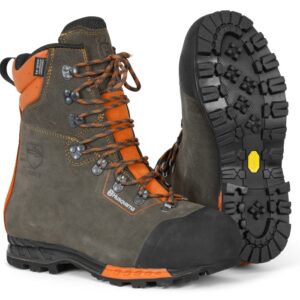 Botas de proteção em couro com proteção contra motosserra